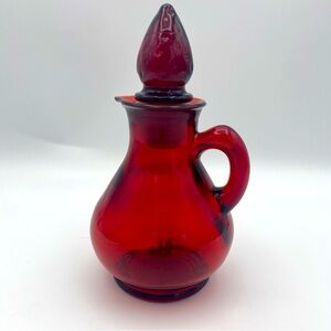 Avon Vintage Red Glass Decanter with Stopper 5”